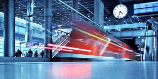 Train departs from station