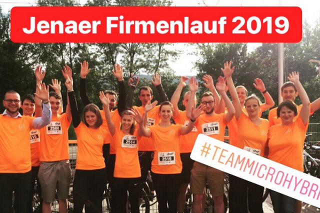Gruppenbild des Tridelta-Campus Teams Micro-Hybrid beim 9. Jenaer Firmenlauf
