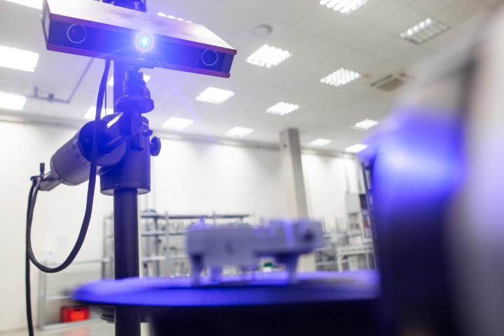 Laser scanner scans electronic assembly