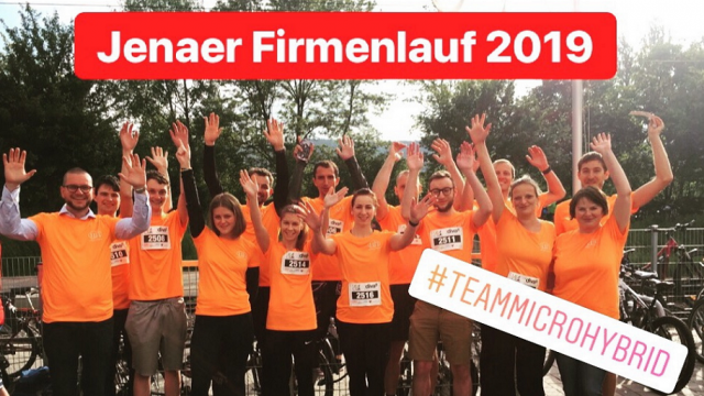 Gruppenbild des Tridelta-Campus Teams Micro-Hybrid beim 9. Jenaer Firmenlauf