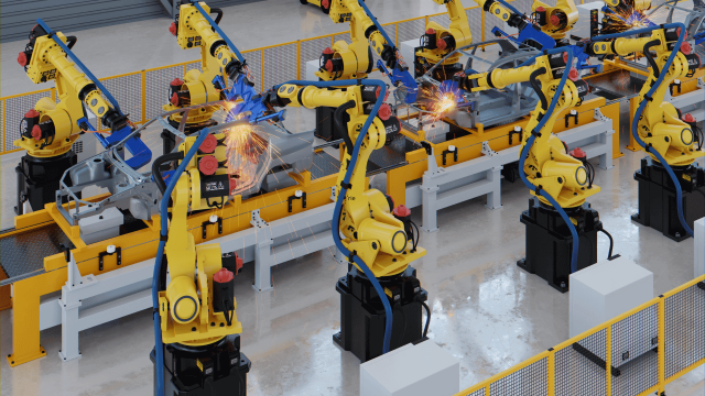 Industrie-Roboter am Fließband
