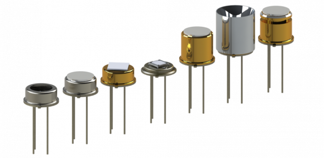 Aneinanderreihung von Infrarot-Strahlern in verschiedenen Gehäusen