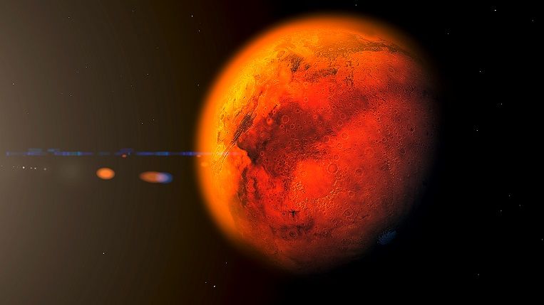 Blick auf den Mars im Weltall
