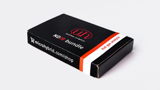 Verpackungsbox eines NDIR Bundles mit Infrarot-Strahlern und Infrarot-Detektoren