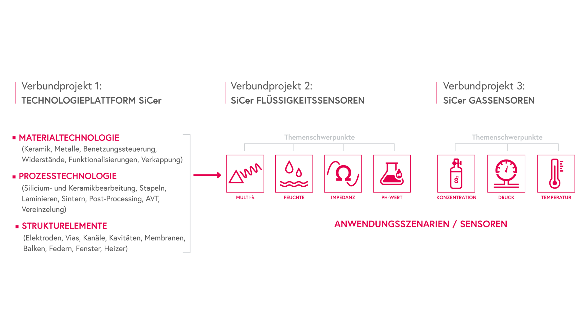 Übersicht der drei Verbundprojekte mit jeweiligen Themenschwerpunkten