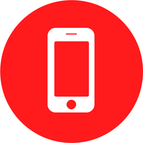 Icon Work cell phone mobile phone red background white motif