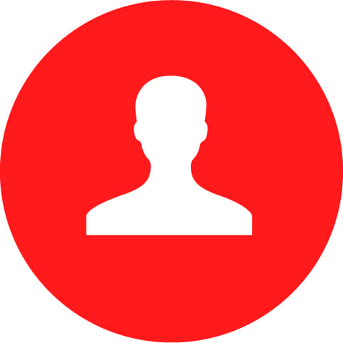 Icon Person Oberkörper männlich roter Hintergrund weißes Motiv