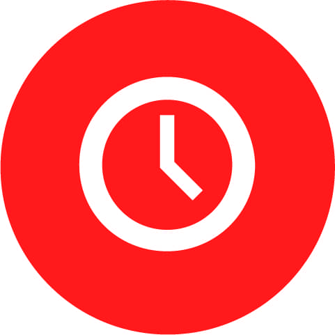 Icon Uhr roter Hintergrund weißes Motiv
